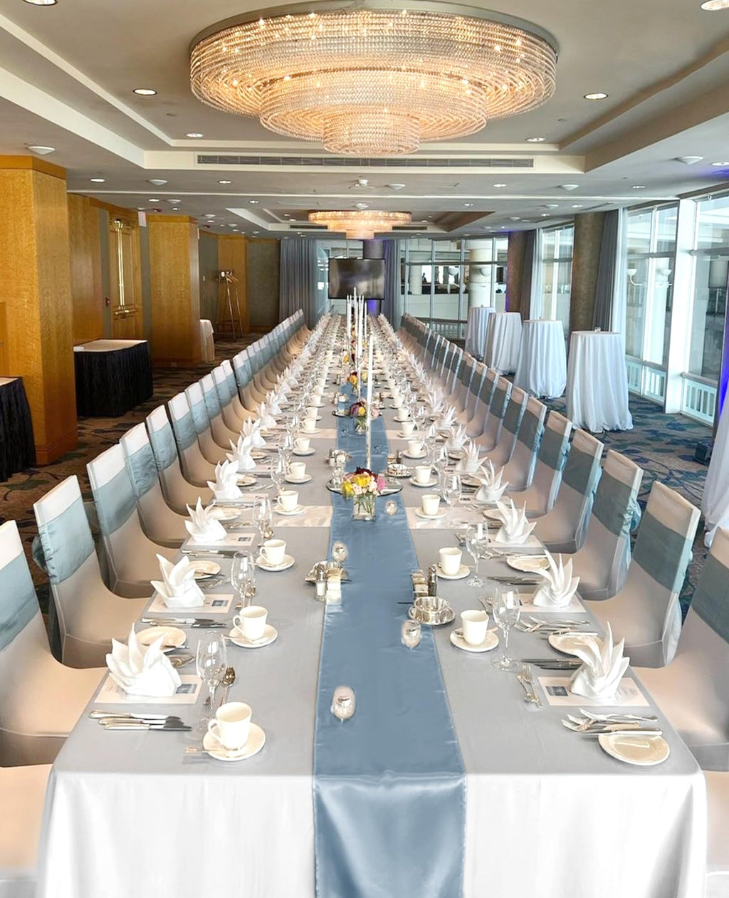 Pesonlook 15 Pack Royal Blue Table Runners 12 x 108 Inch Long for Rectangle Round Tables, Satin Table Runner for Wedding, Birthday Party Banquets Graduation Engagements Decoration