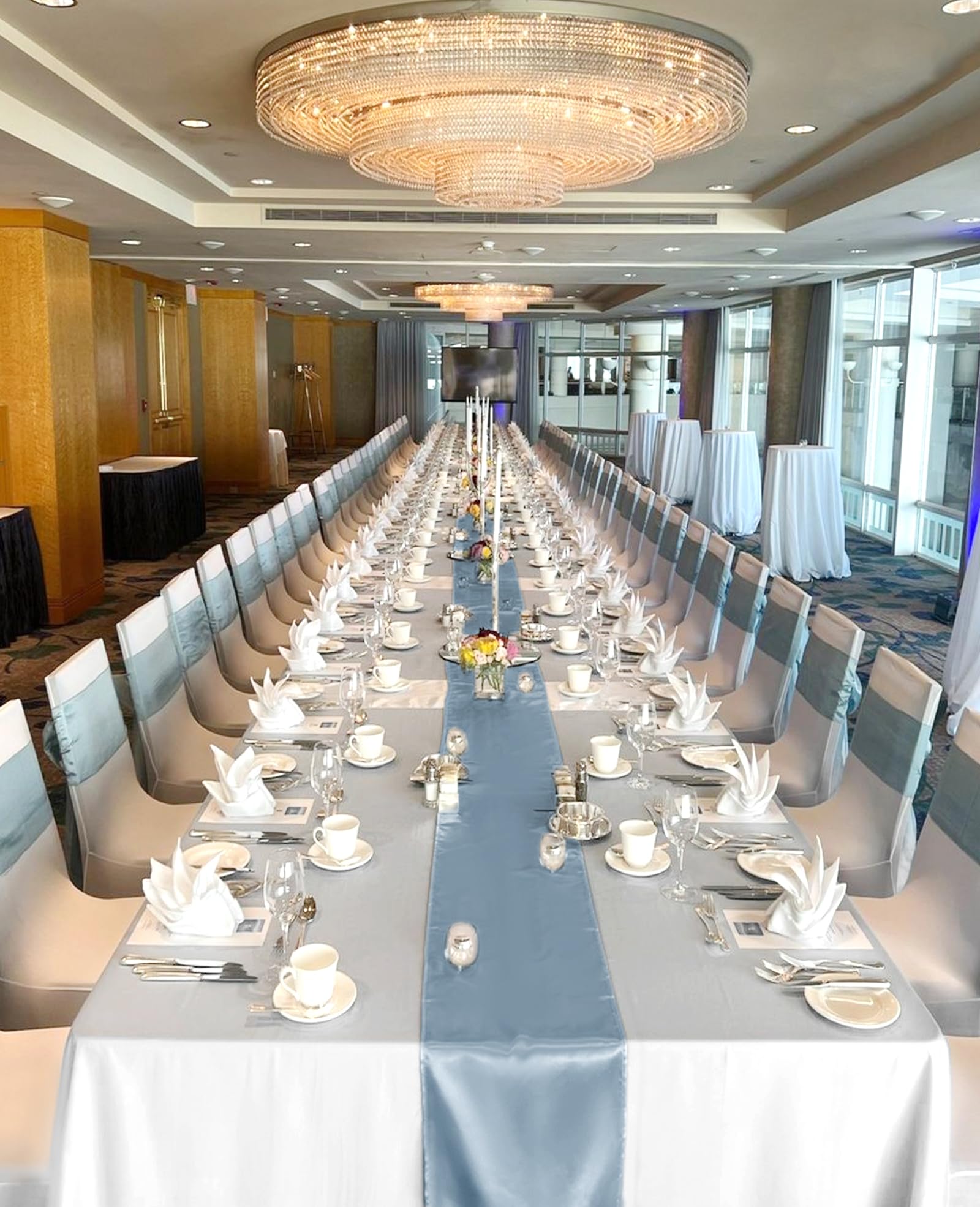 Pesonlook 15 Pack Royal Blue Table Runners 12 x 108 Inch Long for Rectangle Round Tables, Satin Table Runner for Wedding, Birthday Party Banquets Graduation Engagements Decoration