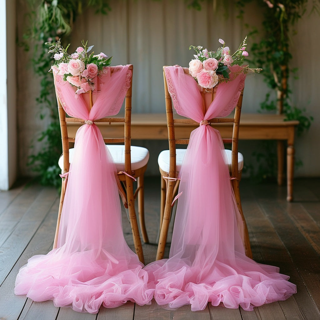 6-Pack Pink Tulle Fabric Rolls - Semi-Transparent Polyester Mesh for Wedding Decor, Table Runners, Aisle Decorations & Gift Wrapping