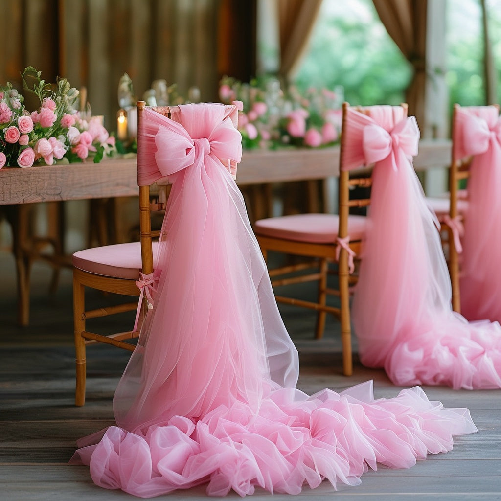 6-Pack Pink Tulle Fabric Rolls - Semi-Transparent Polyester Mesh for Wedding Decor, Table Runners, Aisle Decorations & Gift Wrapping