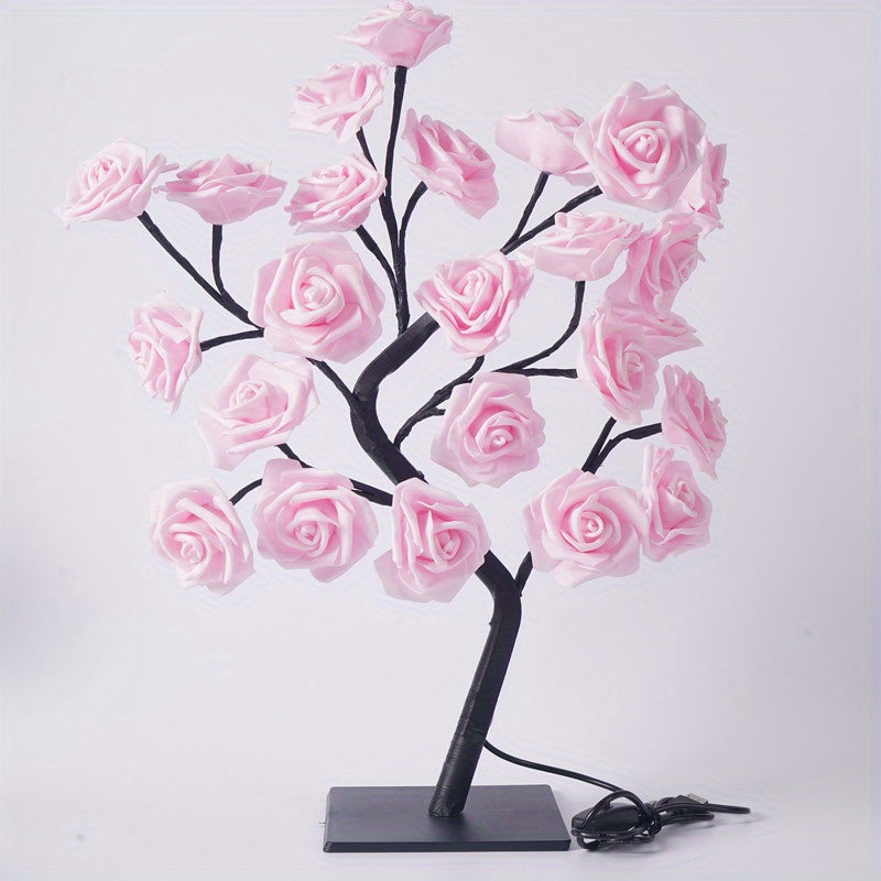 1pc Rose Tree Lamp, DIY Branches Night Lights, Flower Lamp For Valentine's Day Wedding Decor, Bedroom Home Decor