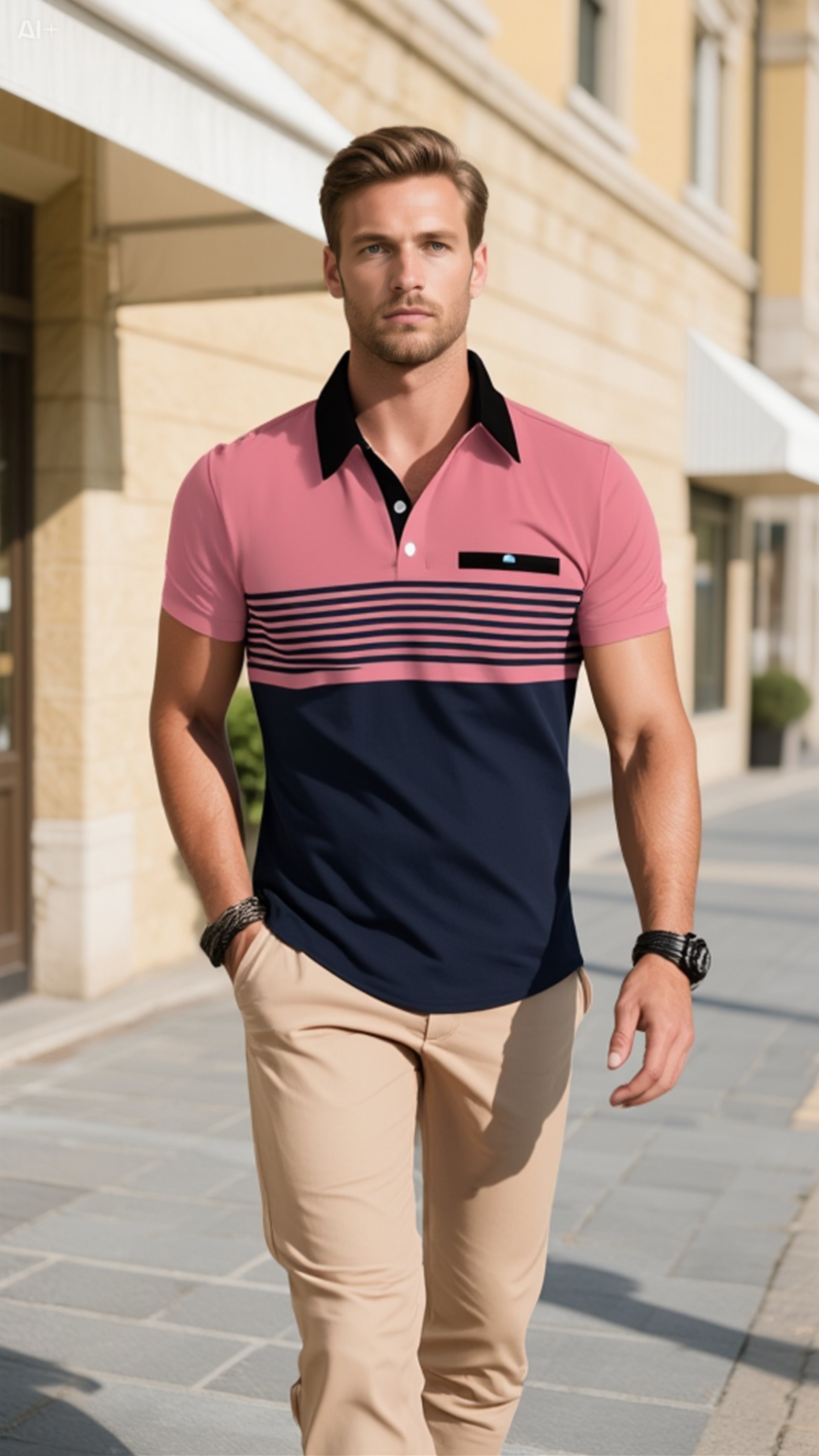 T-Shirt Homme Rose Imprimé Digital | Tayamek Anamera