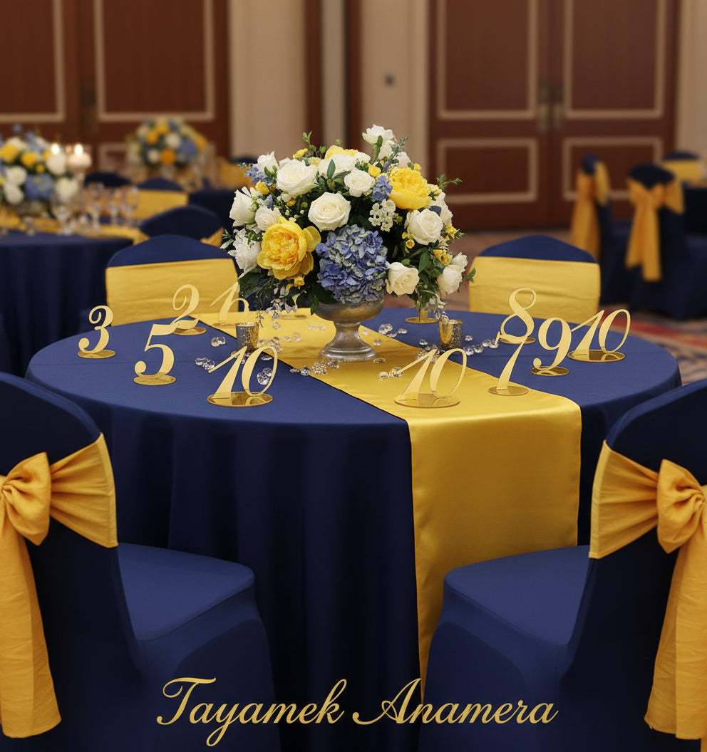 Acrylic Table Numbers – 10pcs (Gold or Purple Floral) | Tayamek Anamera Rental