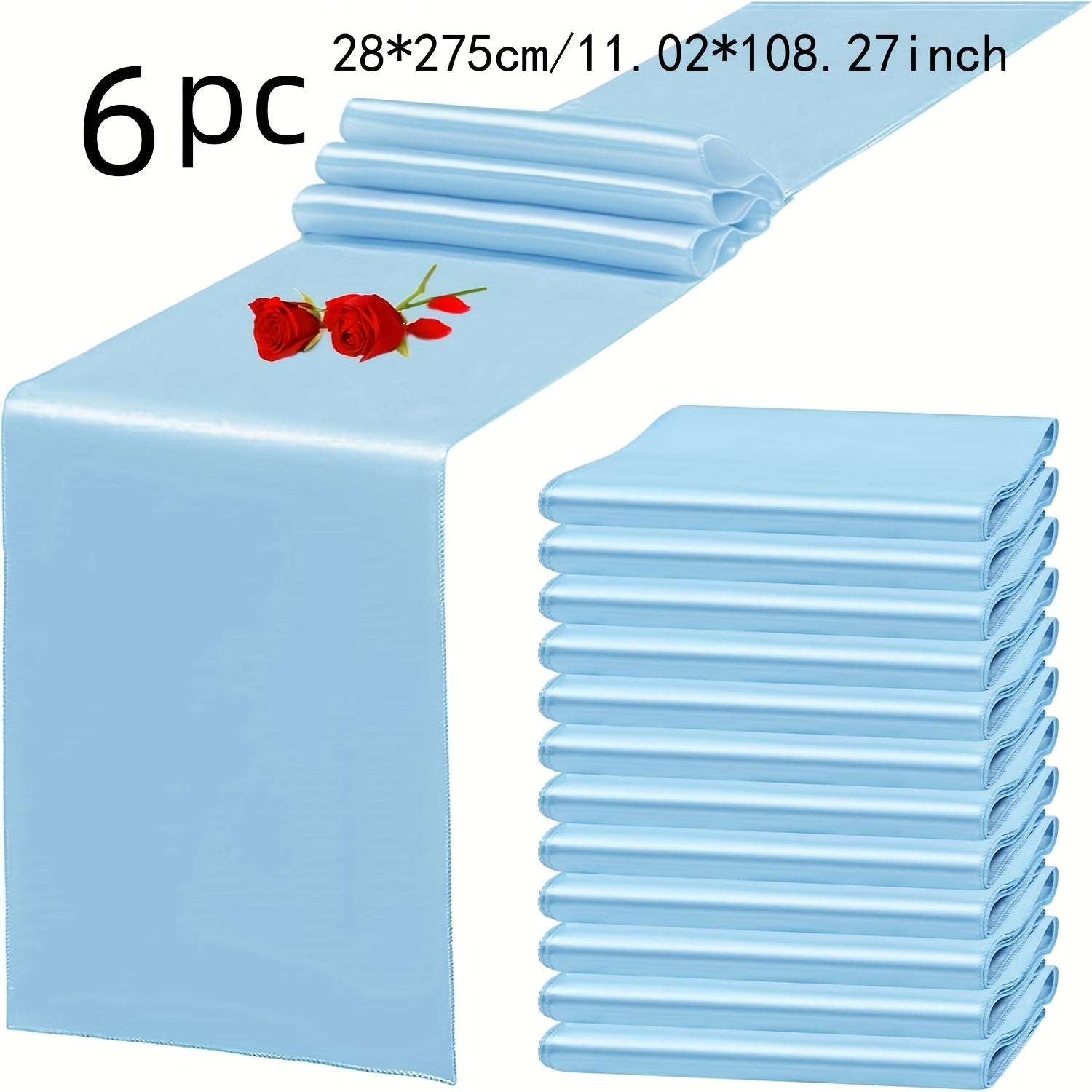 6/12pcs Satin Table Runners, 11.02 x 108.27 inch, Rectangular Polyester Table Runner for Halloween, Christmas, New Year, Wedding Receptions, Bridal Showers, Banquets, Graduation Ceremonies, Birthday Parties, Available in Mult