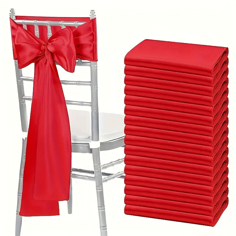 25pcs Elegant Chair Sashes with Bow Tie Polyester 6.69x108.27 Inch Hand Wash Only Contemporary Style All-in-One Design for Wedding Reception Banquet Party Decor Event Decoration Valentine'S Day Birthday Celebration