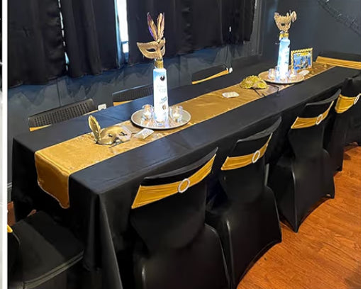 Black Satin Tablecloth – 60x126 in | Tayamek Anamera