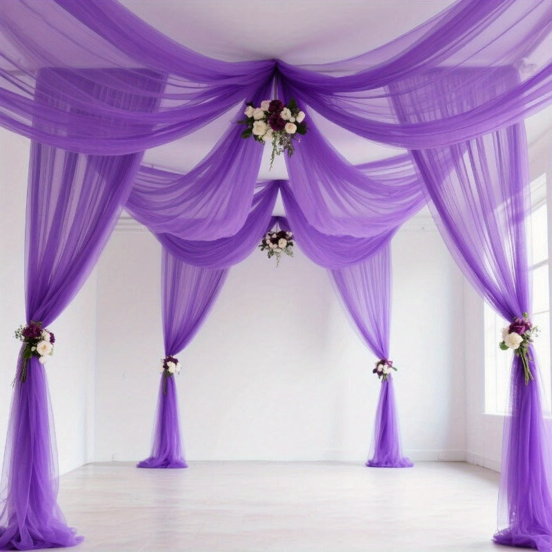 Light Purple Tulle Fabric - Soft Polyester Material for Wedding Decor, Chair & Table Coverings (6-8 pcs)