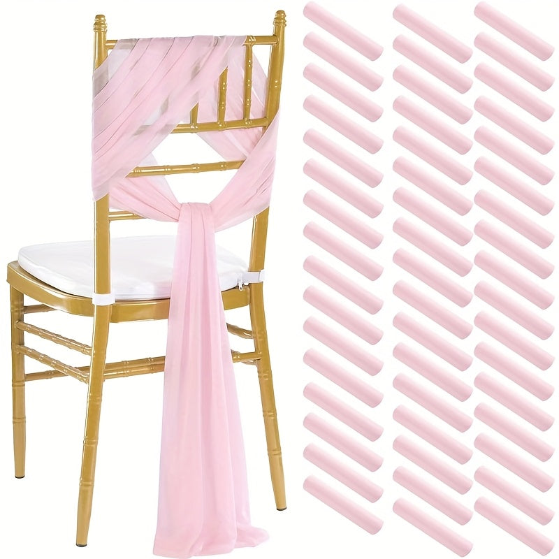50pcs Chiffon Chair Sashes - Elegant Gauze Bow Ties for Wedding, Banquet & Church Decor (7.8x108 inches)