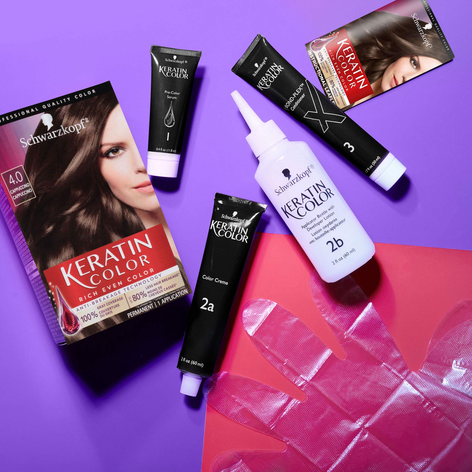 Schwarzkopf Keratin Color Permanent Hair Color, 2.6 Rich Soft Black, 1 Application - Salon Inspired Permanent Hair Dye, for up to 80% Less Breakage vs Untreated Hair and up to 100% Gray Coverage