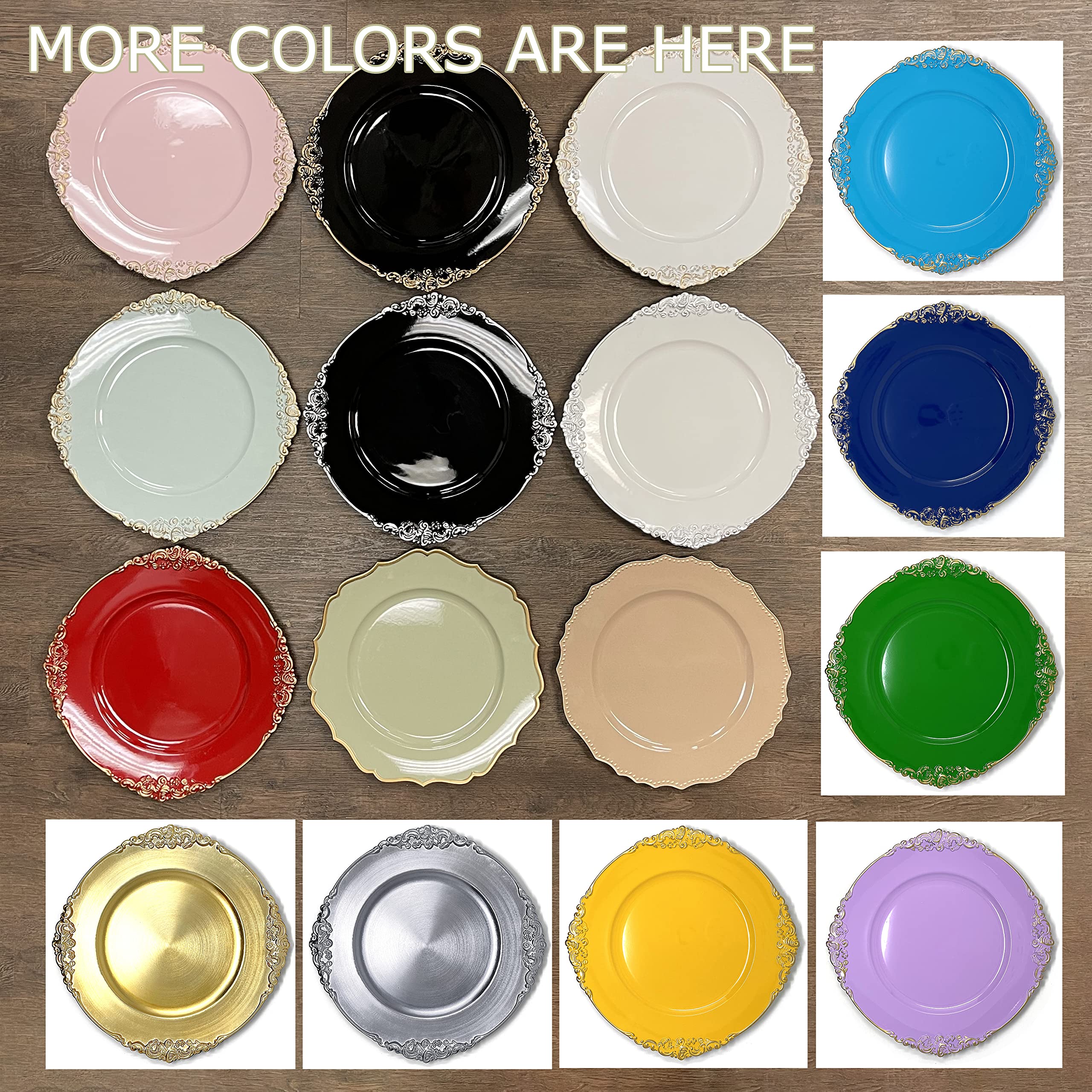 Allgala 13-Inch 6-Pack Heavy Quality Round Charger Plates-Reef Gold-HD80331