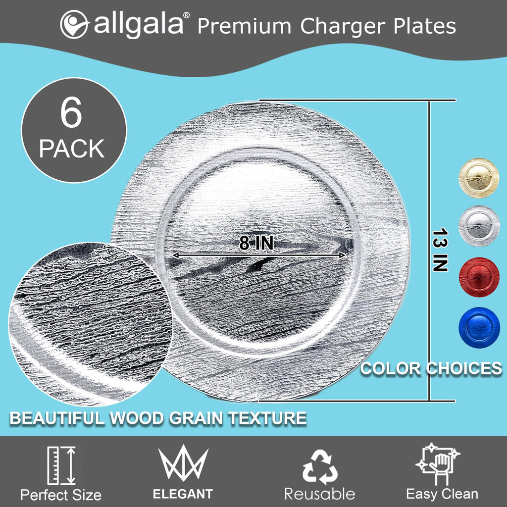 Allgala 13-Inch 6-Pack Heavy Quality Round Charger Plates-Reef Gold-HD80331