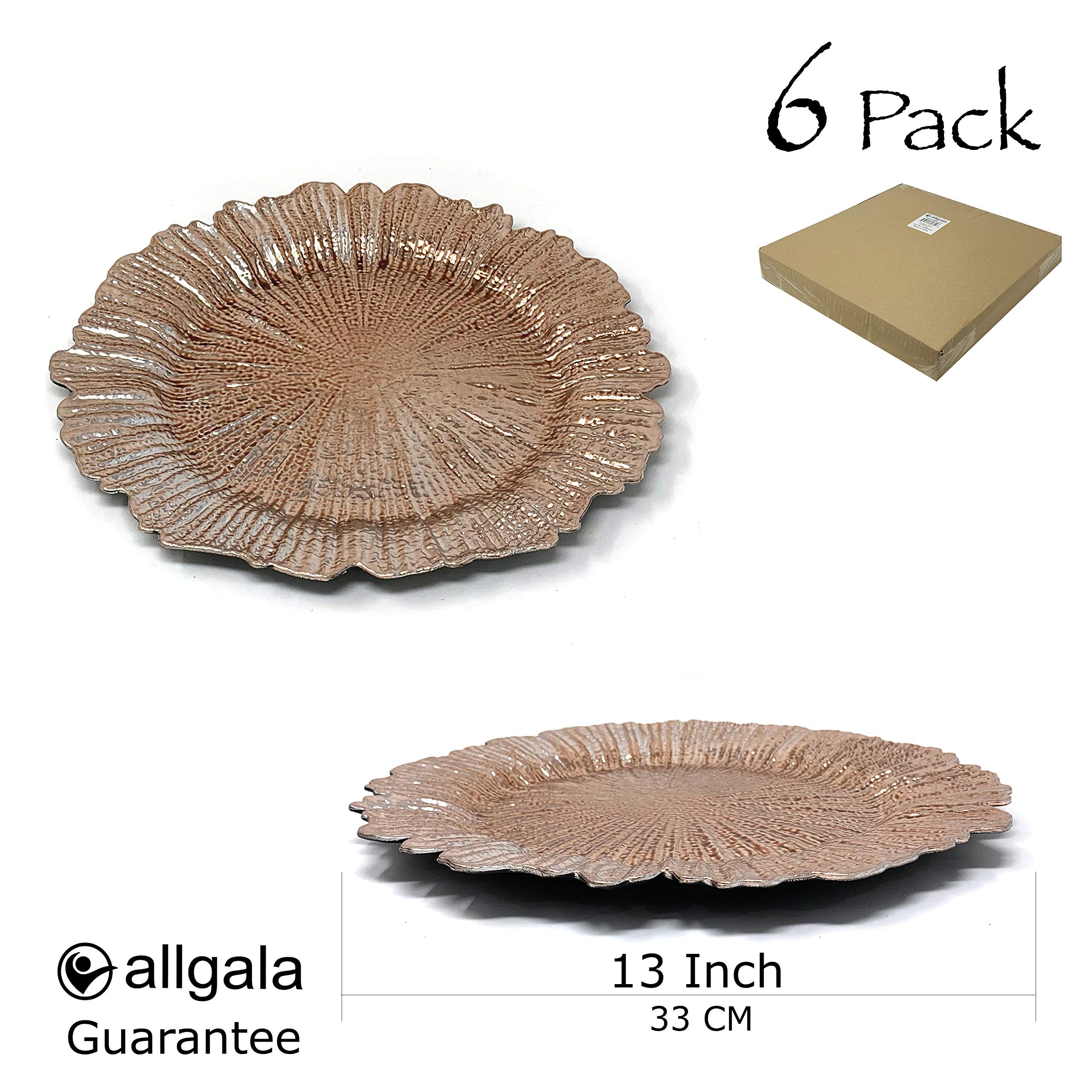 Allgala 13-Inch 6-Pack Heavy Quality Round Charger Plates-Reef Gold-HD80331