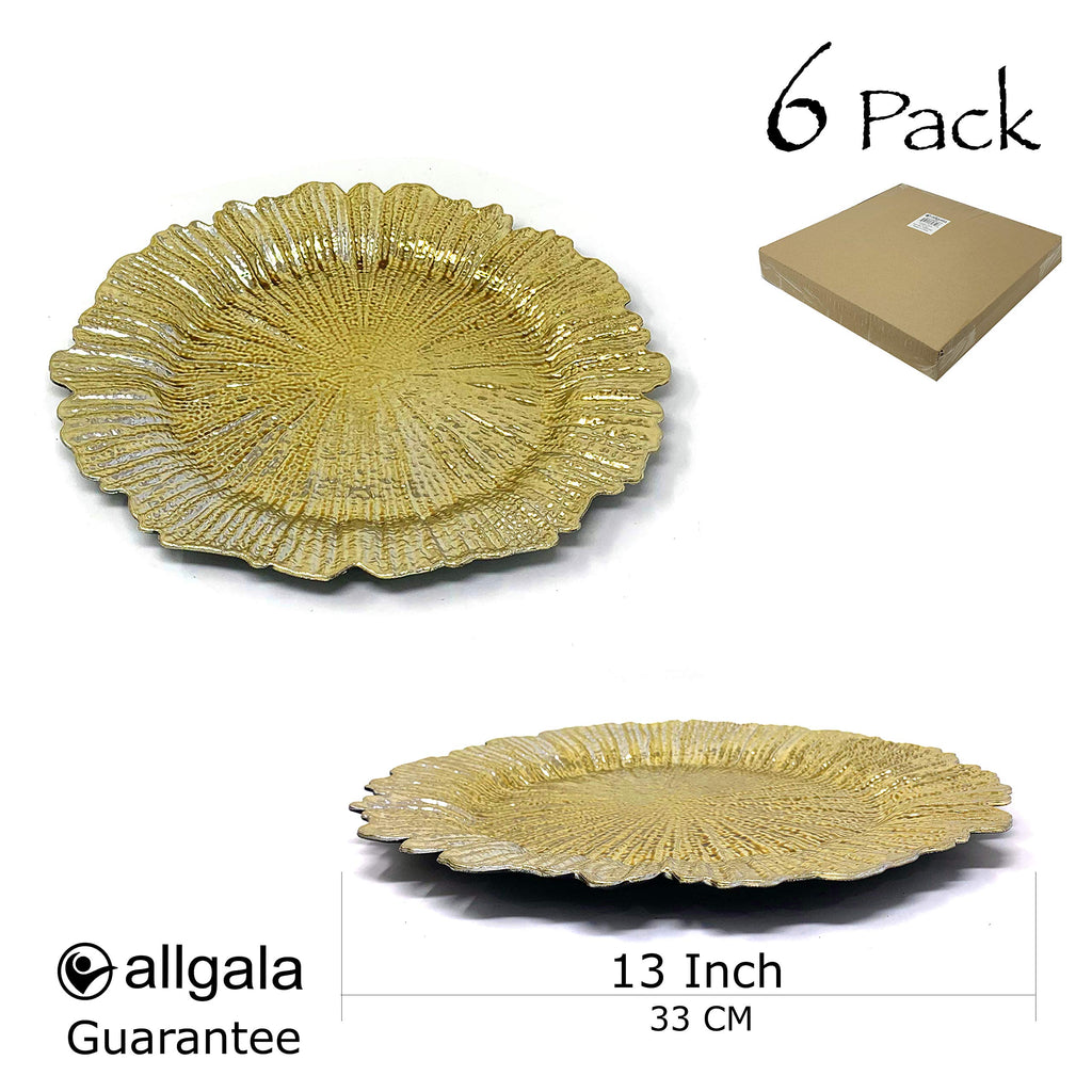 Allgala 13-Inch 6-Pack Heavy Quality Round Charger Plates-Reef Gold-HD80331