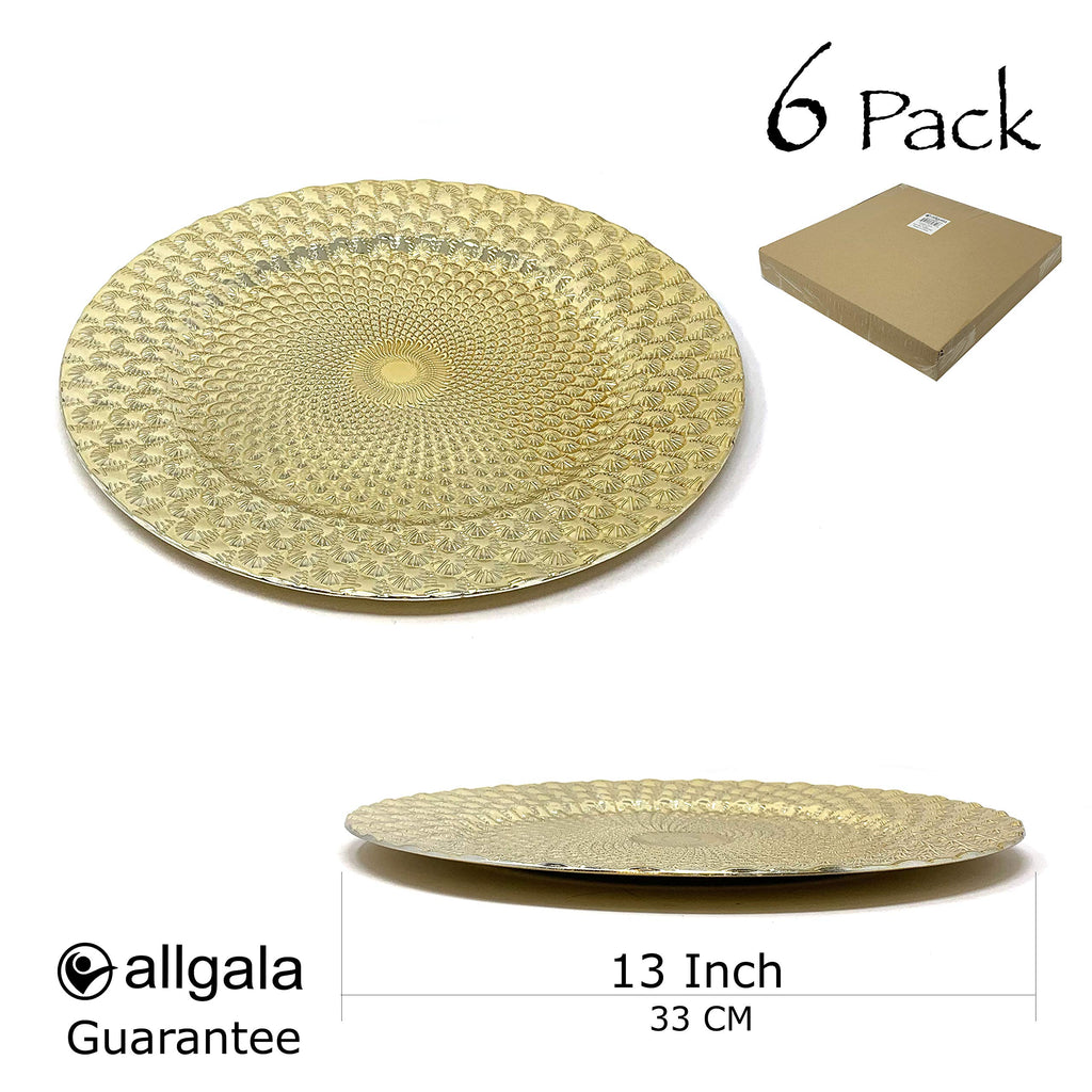 Allgala 13-Inch 6-Pack Heavy Quality Round Charger Plates-Reef Gold-HD80331