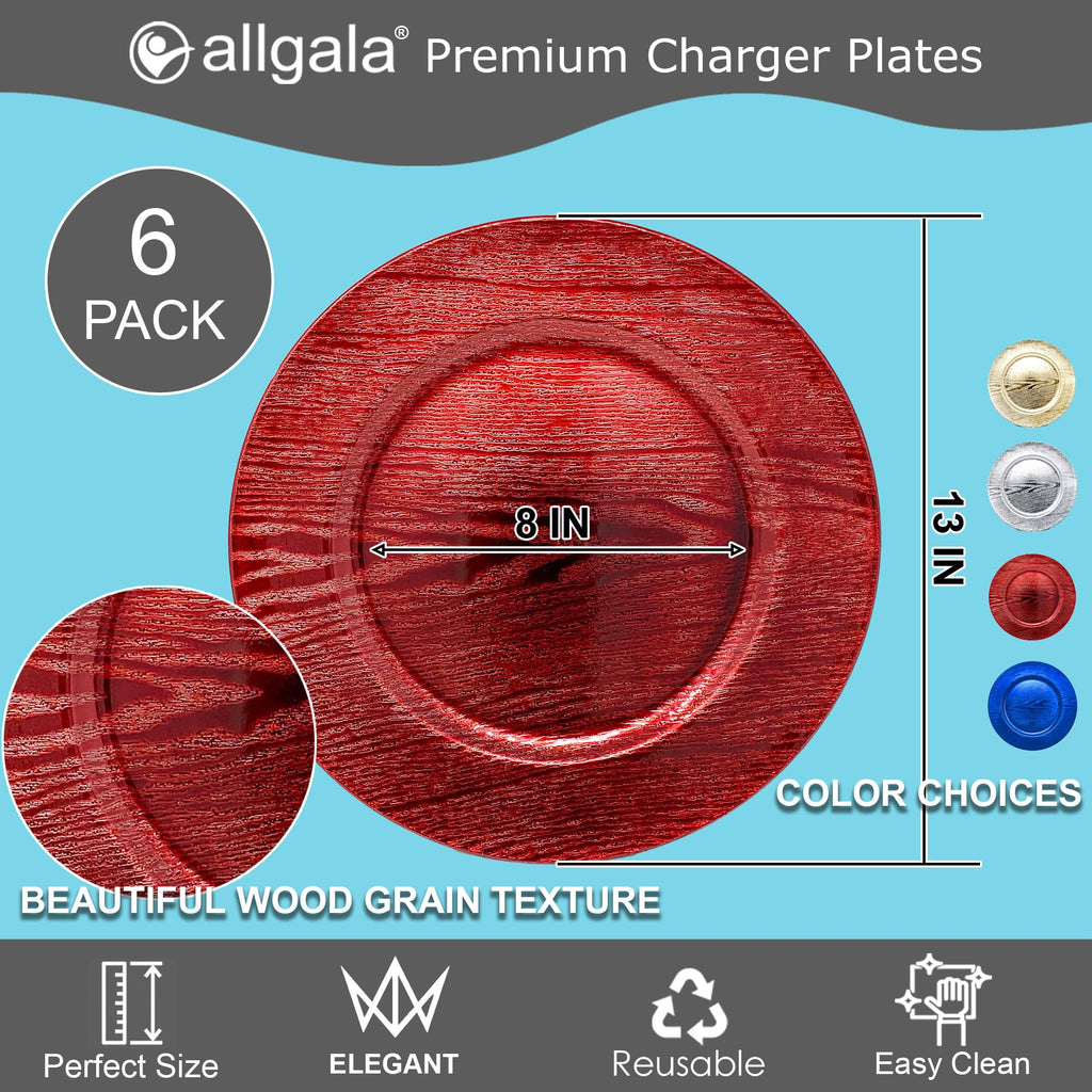 Allgala 13-Inch 6-Pack Heavy Quality Round Charger Plates-Reef Gold-HD80331