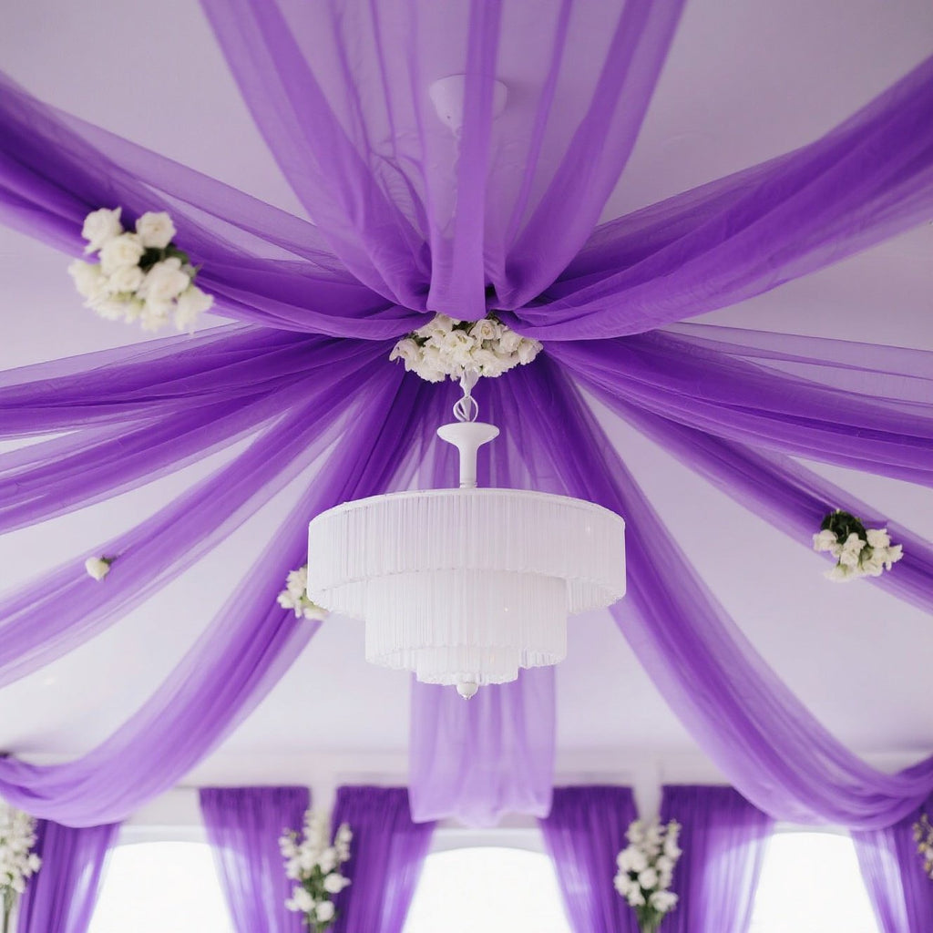 Light Purple Tulle Fabric - Soft Polyester Material for Wedding Decor, Chair & Table Coverings (6-8 pcs)