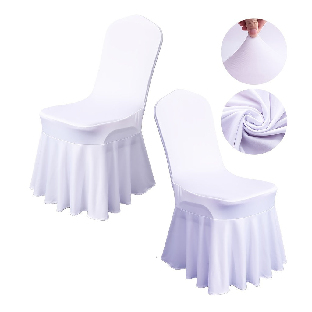 Stretch Spandex Chair Covers with Skirt - Elastic Slipcovers for Wedding & Banquet (Solid Colors)