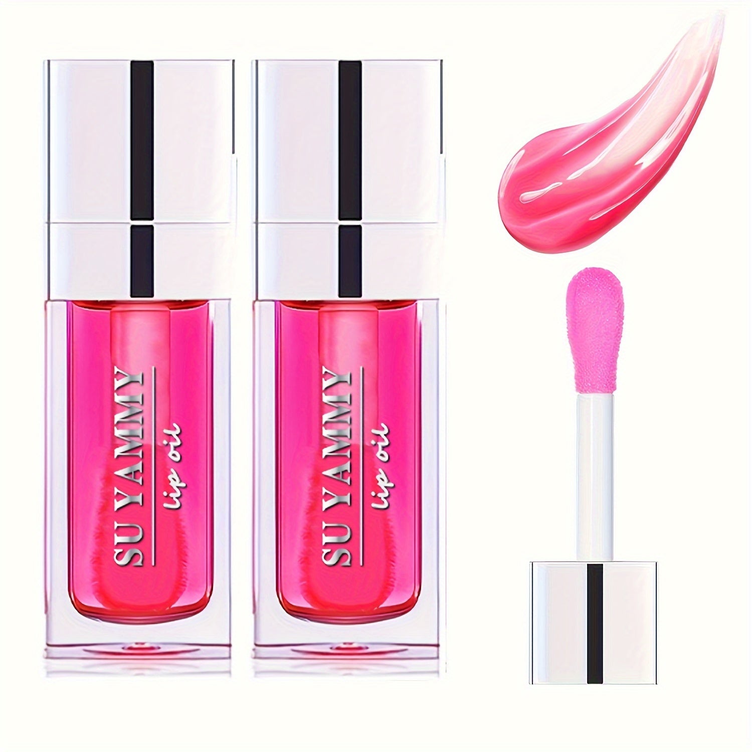 [Buy 1 Get 1 Free]2 PCS Lip Oil, Hydrating Lip Gloss Tinted Lip Balm, Transparent Lip Care With Shiny Big Brush Head, Long Lasting Nourishing Non Sticky Fresh Texture Valentine's Day Gifts