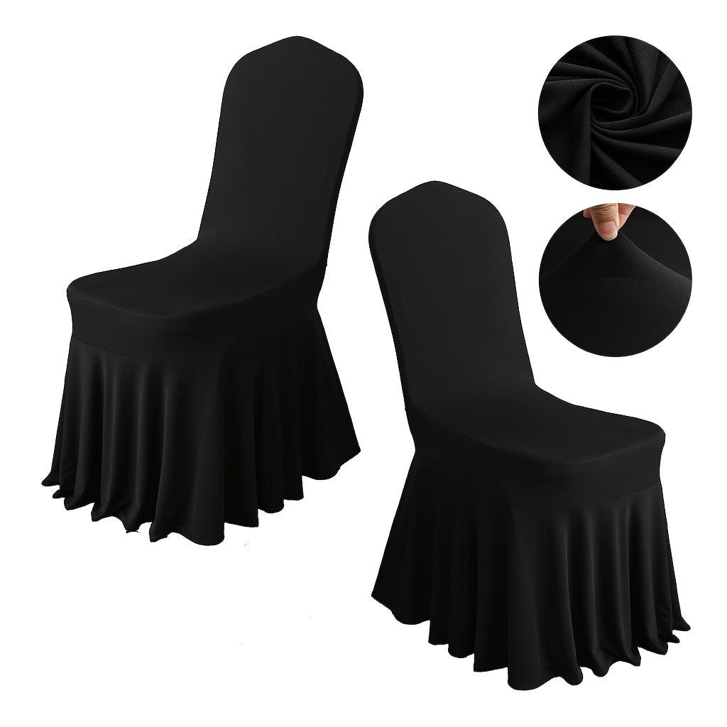 Stretch Spandex Chair Covers with Skirt - Elastic Slipcovers for Wedding & Banquet (Solid Colors)