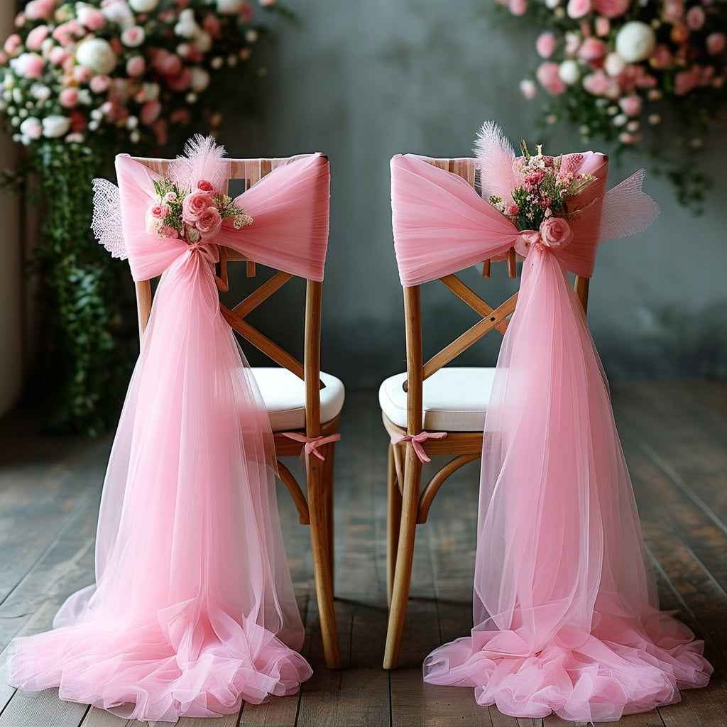 6-Pack Pink Tulle Fabric Rolls - Semi-Transparent Polyester Mesh for Wedding Decor, Table Runners, Aisle Decorations & Gift Wrapping