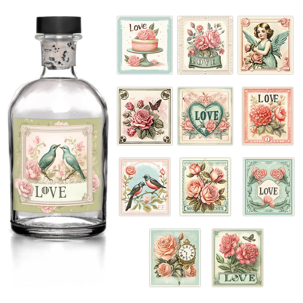12pcs Romantic Stickers-Love Phrase Design,Sealing For Gift Boxes,Bottle Labels,Valentine’S Day Wedding Anniversary Party Decor