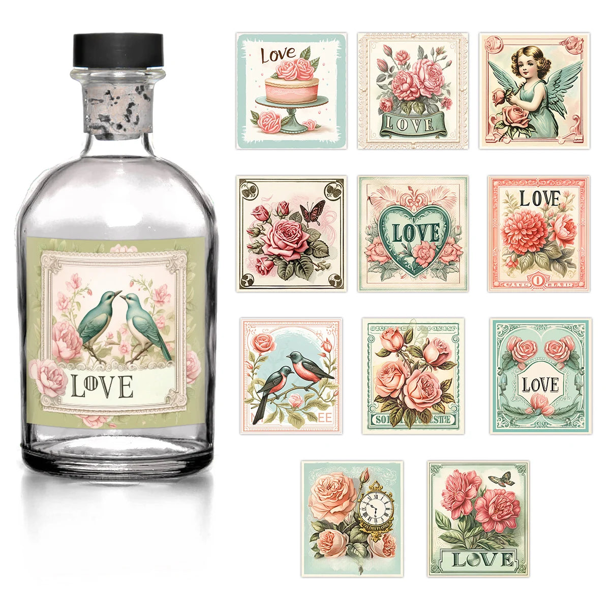 12pcs Romantic Stickers-Love Phrase Design,Sealing For Gift Boxes,Bottle Labels,Valentine’S Day Wedding Anniversary Party Decor