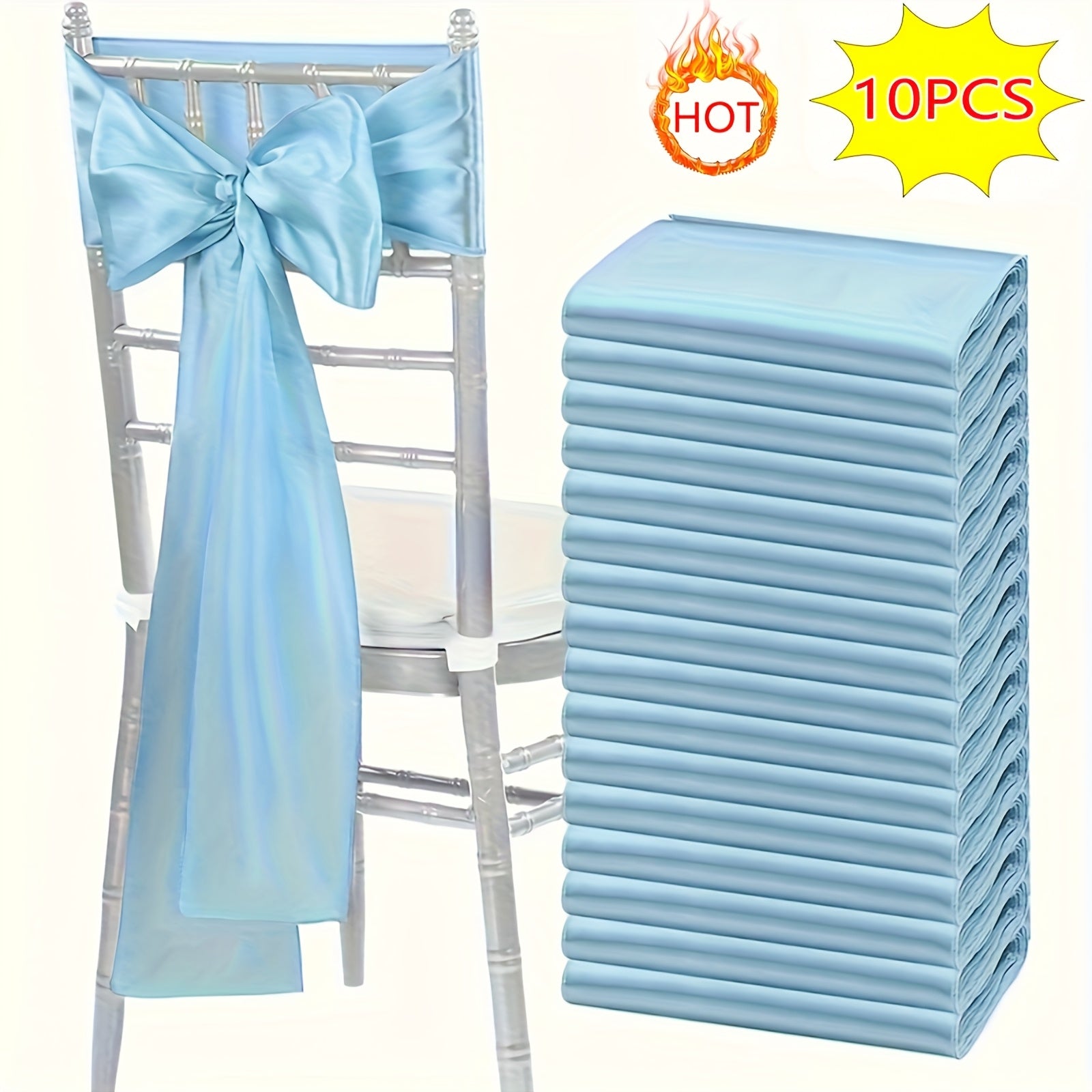 10-Pack Satin Chair Ties & Table Runners - 7x108 Inch Party Streamers for Weddings, Birthdays & Events