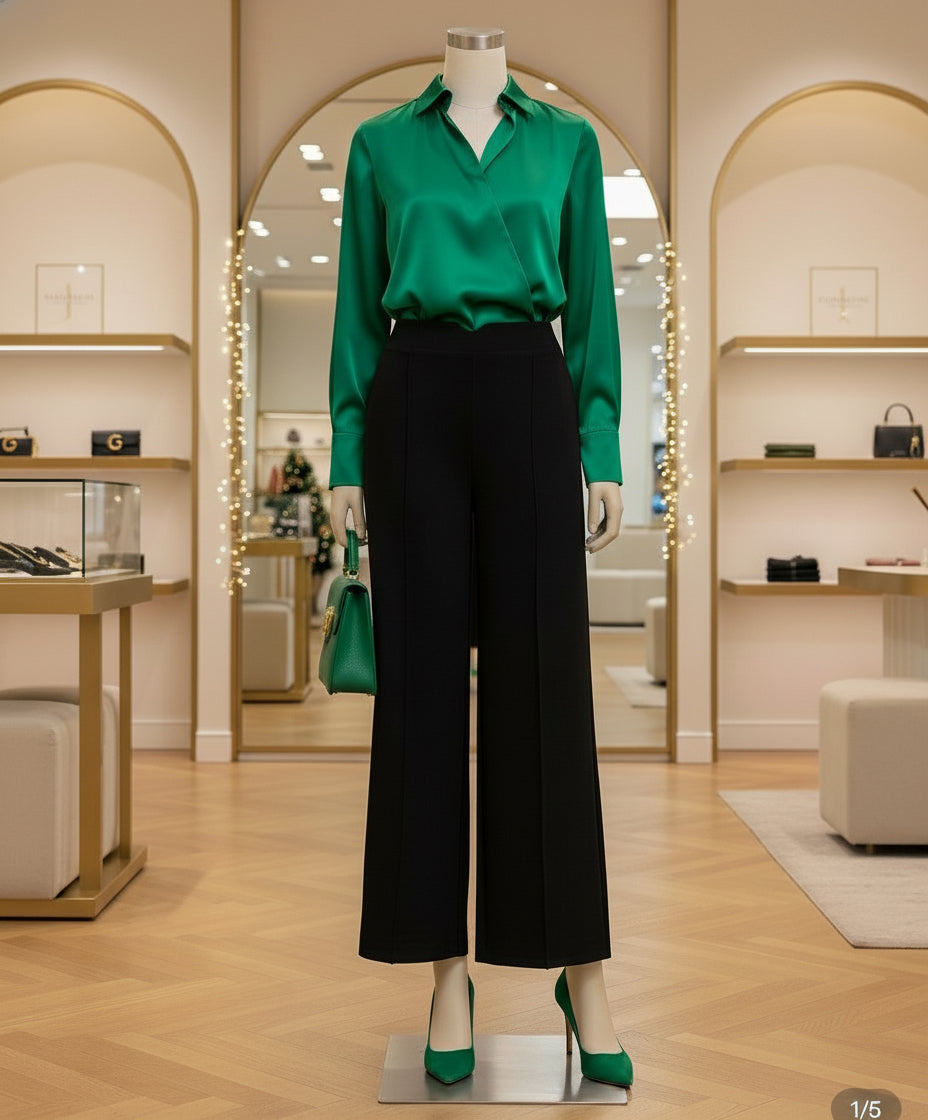 Pantalon Noir Grande Taille Jambe Droite - Coupe Décontractée et Confortable