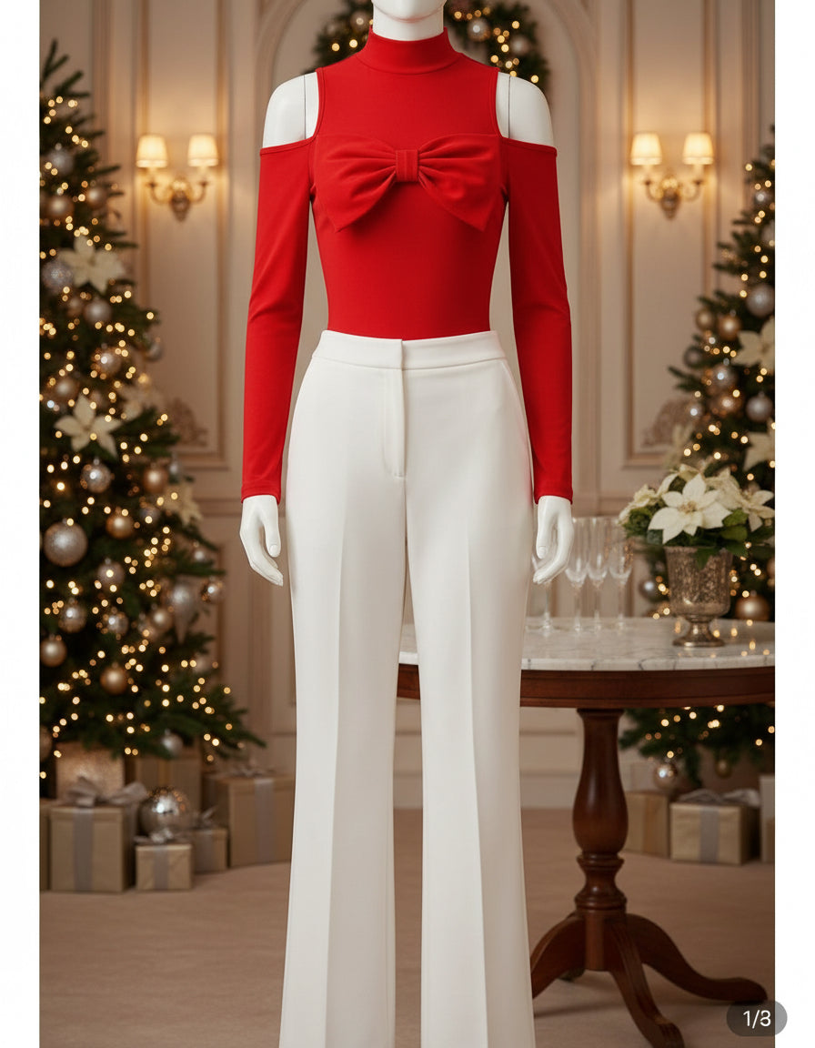 Haut Rouge Festif Épaules Dénudées - XL