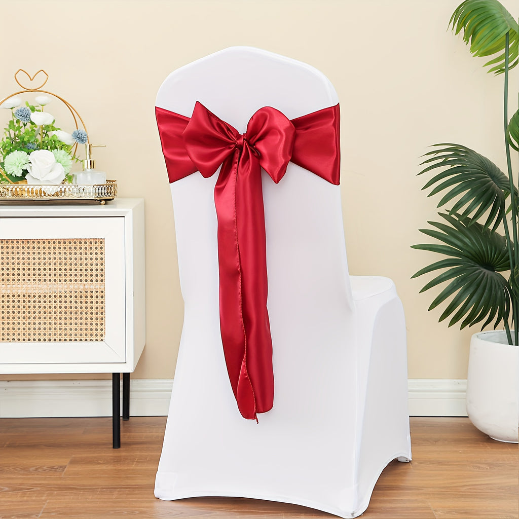 20pcs Satin Chair Curtain Bow, Elegant Streamer, Bowknot, Satin Sashes, Chair Sashes for Decorating, Universal Chair Streamer Ribbon for Weddings, Banquets, Restaurant, Parties, and Events, Suitable for Christmas, Valentine's