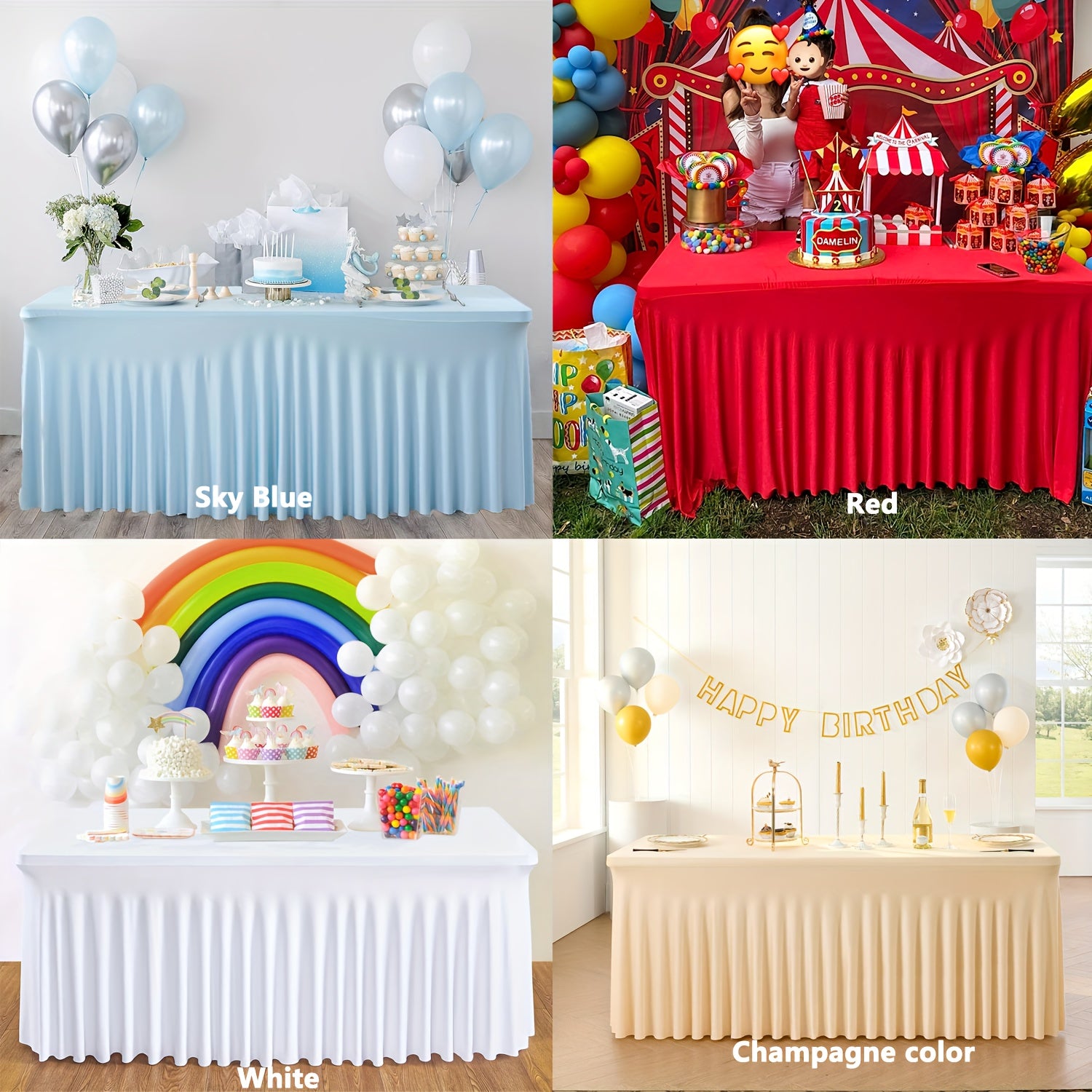 One Piece of Spandex Elastic Tablecloth, Wrinkled Table Cover, Suitable for Parties And Events, Skirted Tablecloth, Banquet Table Cover, Ideal for Weddings, Birthdays, Gatherings, Meetings, Outdoor Events