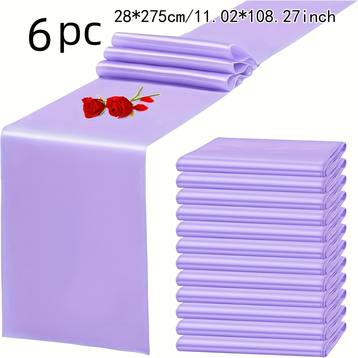 6/12pcs Satin Table Runners, 11.02 x 108.27 inch, Rectangular Polyester Table Runner for Halloween, Christmas, New Year, Wedding Receptions, Bridal Showers, Banquets, Graduation Ceremonies, Birthday Parties, Available in Mult