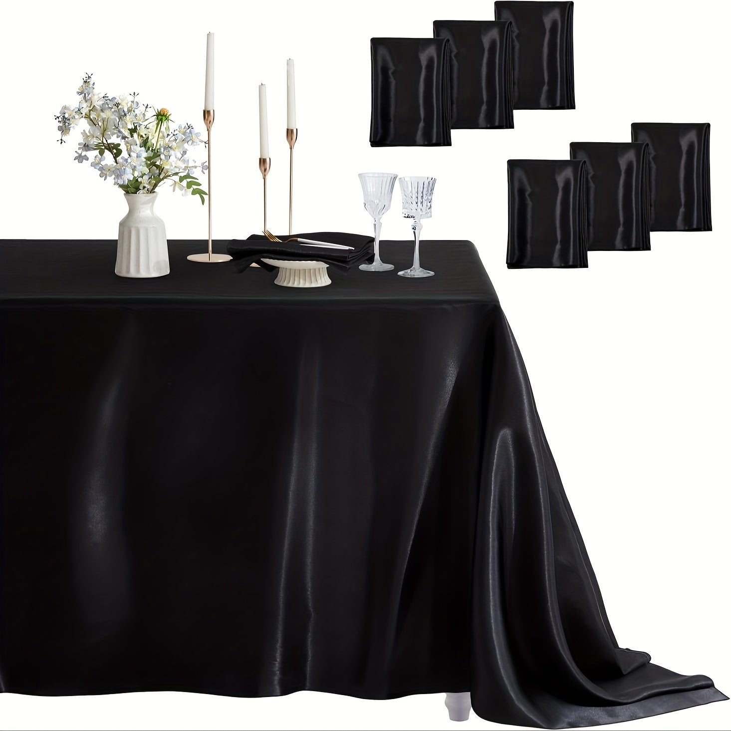 6 Pack Rectangle Tablecloth Wrinkle Free ly Soft Table Cloth, Satin Dining Table Cloths for Dining Room, Indoor and Outdoor Use, 58*102 Inches, Red, Indoor Table Cover, Party Table Decor, Elegant Table, Smooth Texture, Wrinkl