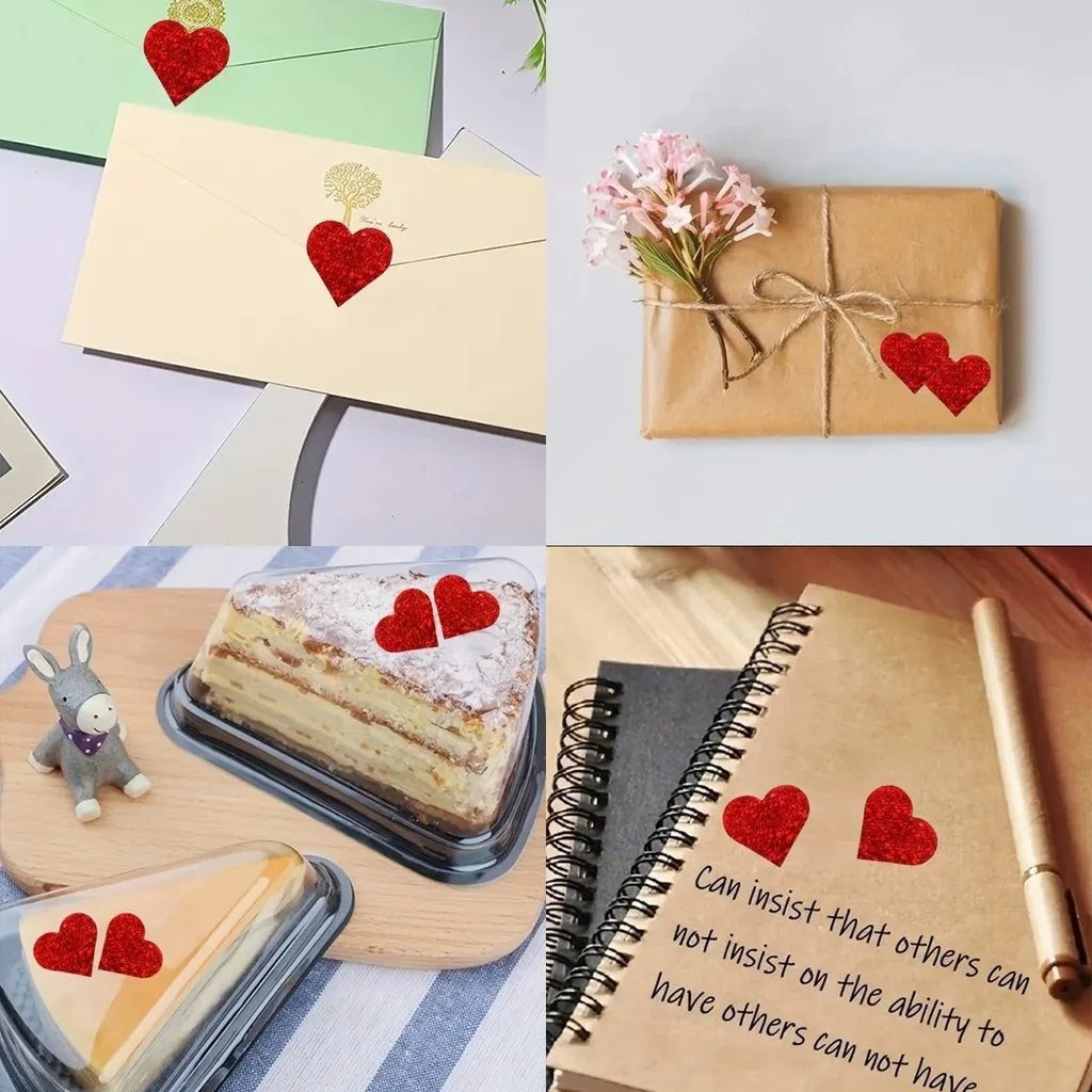 1-5Rolls Red Pink Heart Stickers(500pcs/Roll)for Valentines Day Wedding Gift Packing Bag Packaging Labels Love DIY Stickers