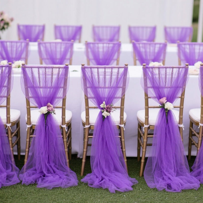 Light Purple Tulle Fabric - Soft Polyester Material for Wedding Decor, Chair & Table Coverings (6-8 pcs)