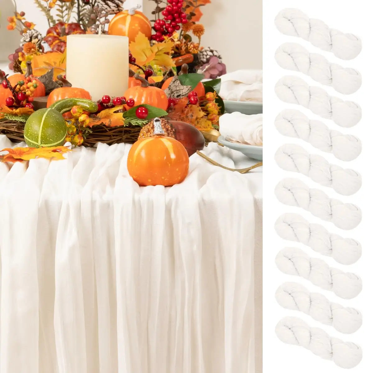 Set of 12 90x300cm Semi-Sheer Gauze Table Runner Cheesecloth Sage green Dining Wedding Party Christmas Banquets Arches Decor