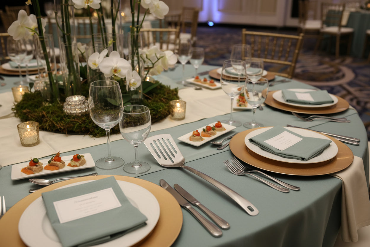 Stainless Steel Serving Spoon Set - Golden & Silver Finish - Rental