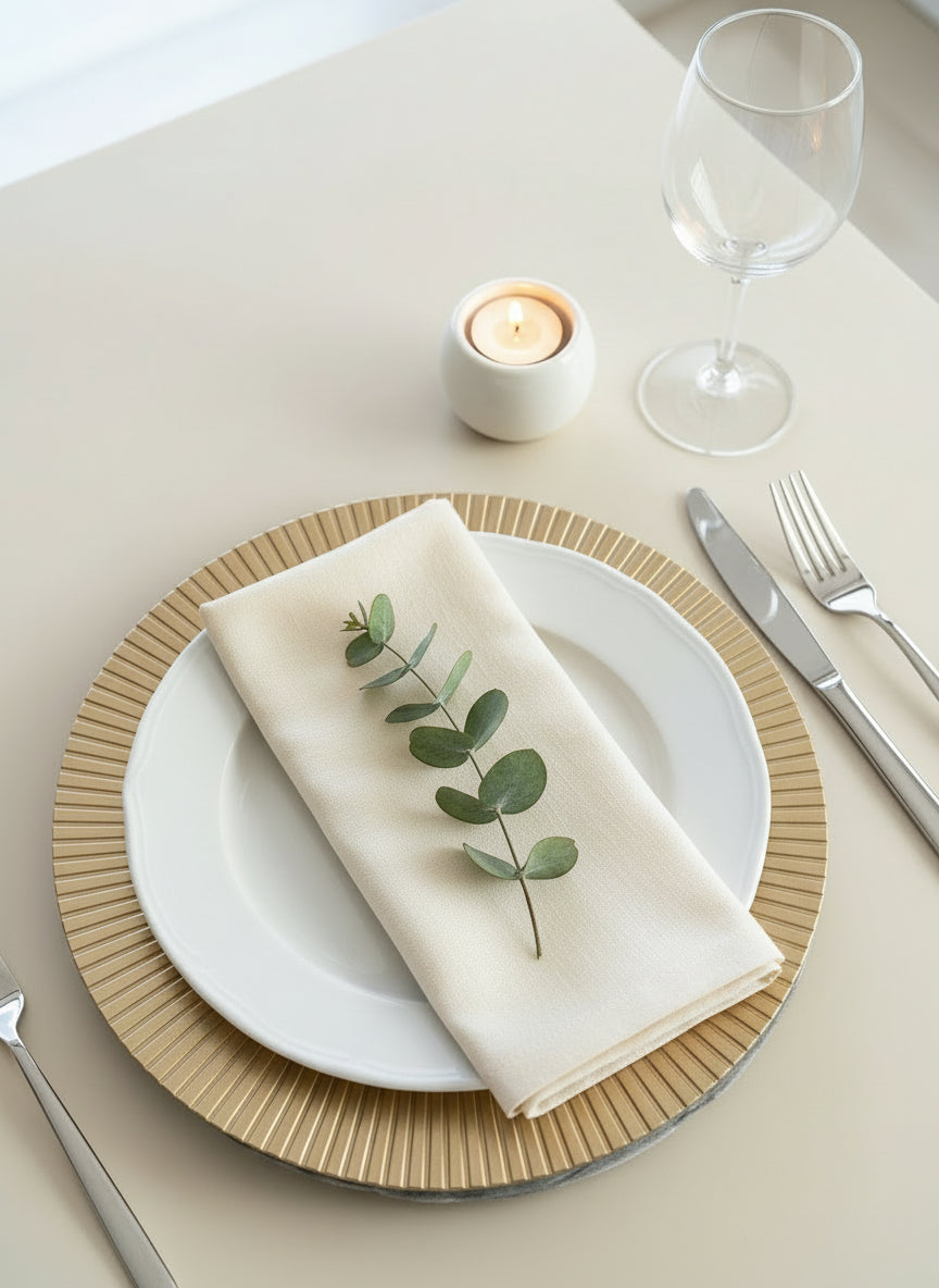 Charger Plates 13" Gold & White - 2,50$/assiette | Tayamek Anamera Rental