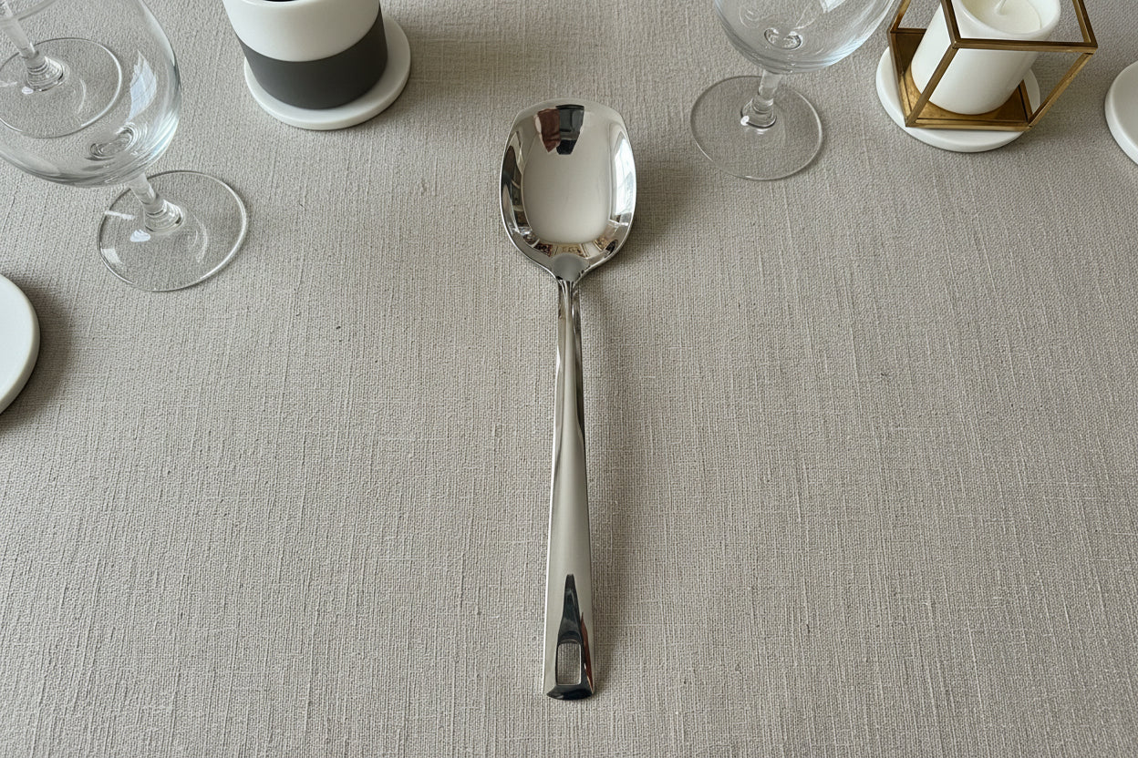 Stainless Steel Serving Spoon Set - Golden & Silver Finish - Rental