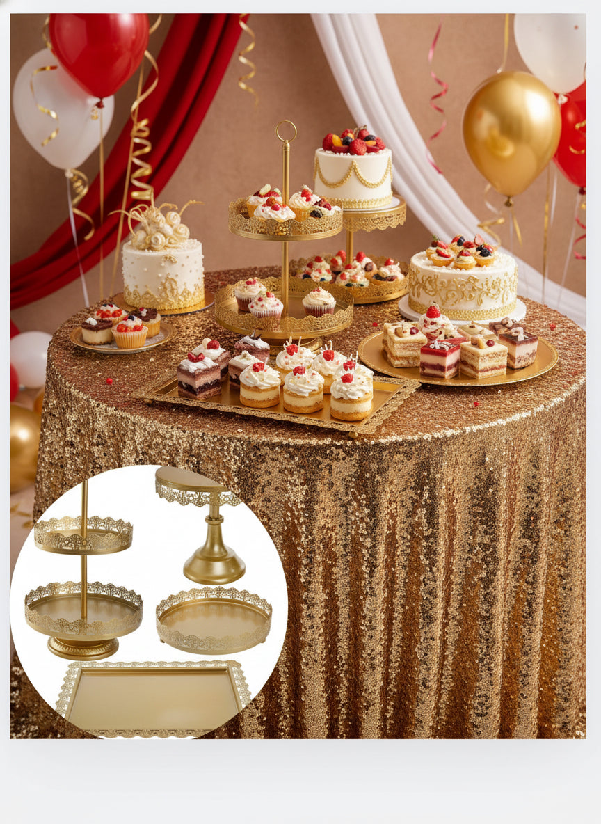 Gold Cake Stands – Set of 4 | Tayamek Anamera Rental