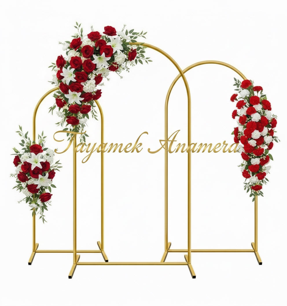 Arch Backdrop Stand Set 6/6.6/7.2 ft - Wedding Arched Frame with 12 Ground Nails