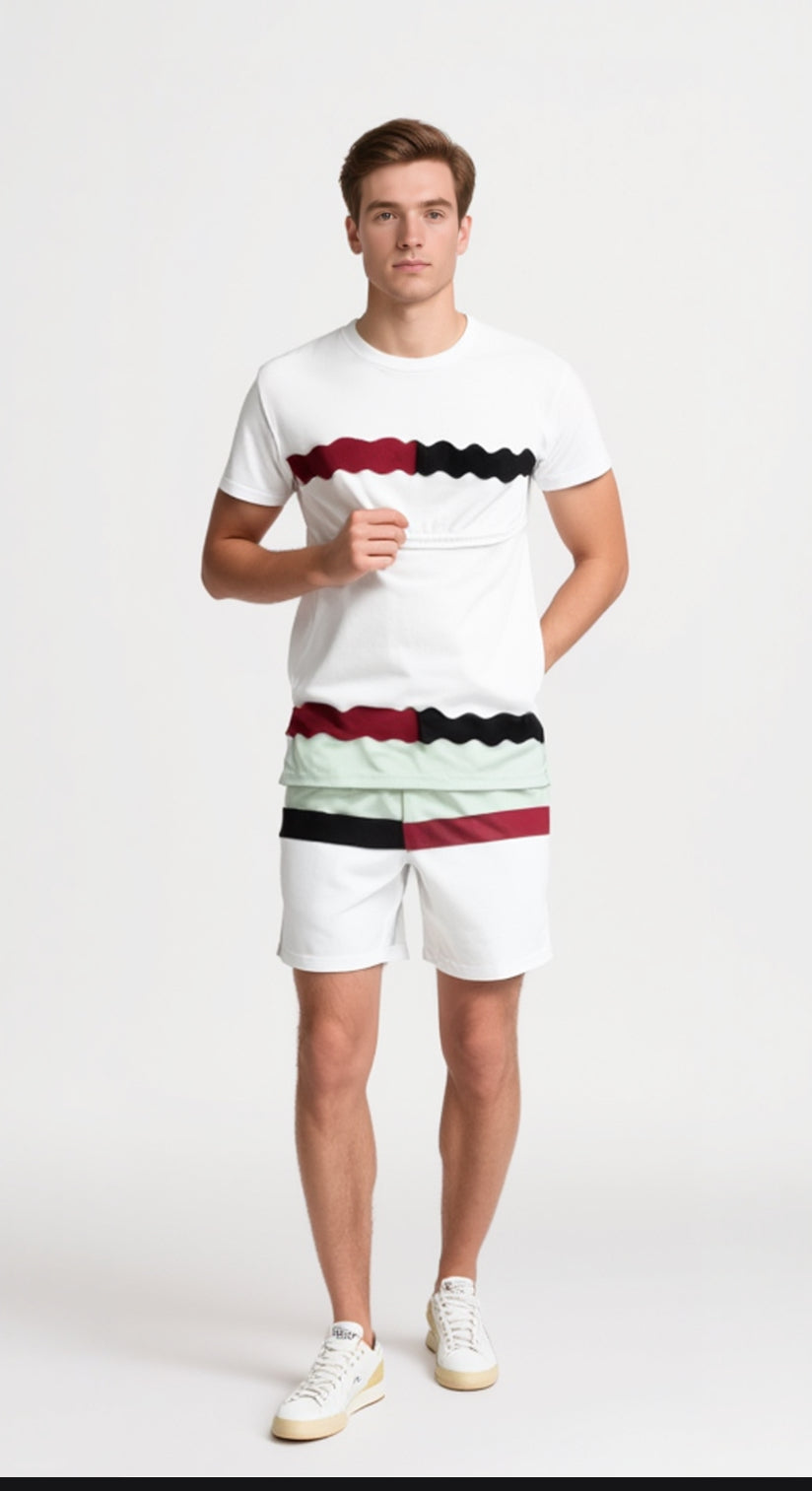 Men's Athletic Striped T-Shirt & Shorts Set | Tayamek Anamera