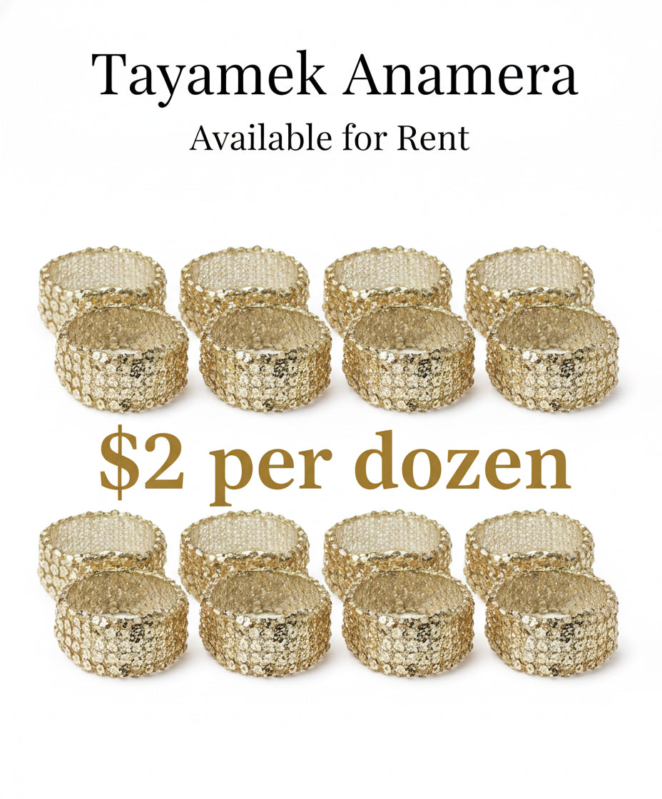 Plastic Napkin Rings – Gold, by the Dozen | Tayamek Anamera Rental