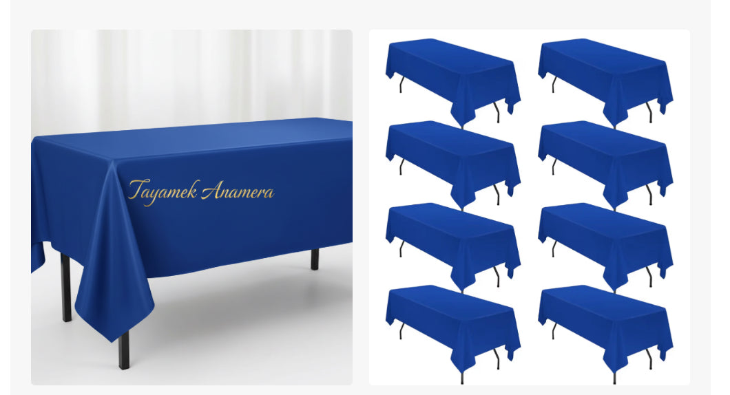 Fani 60 x 102 Inch Royal Blue Rectangular Tablecloth - Polyester, Wrinkle & Stain Resistant - Rental