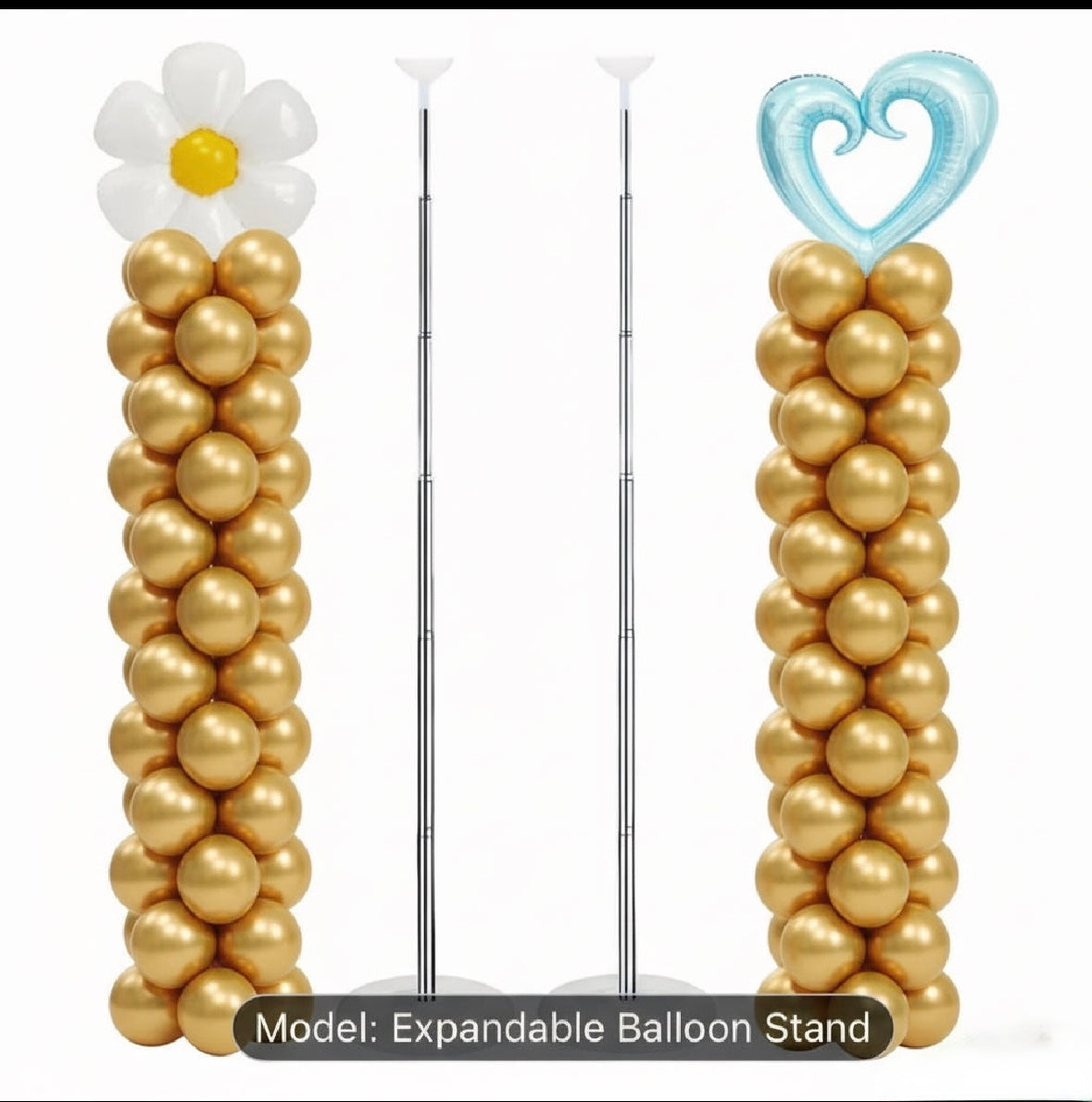 Telescoping Balloon Stand Set of 2 - 45.7cm to 2.13m Adjustable Metal Column - Rental