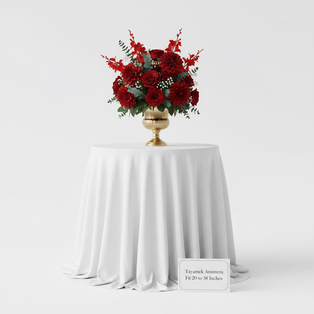 White Table Cloth 60 Inch Round Tablecloth Fit 20 to 38 Inches Tables