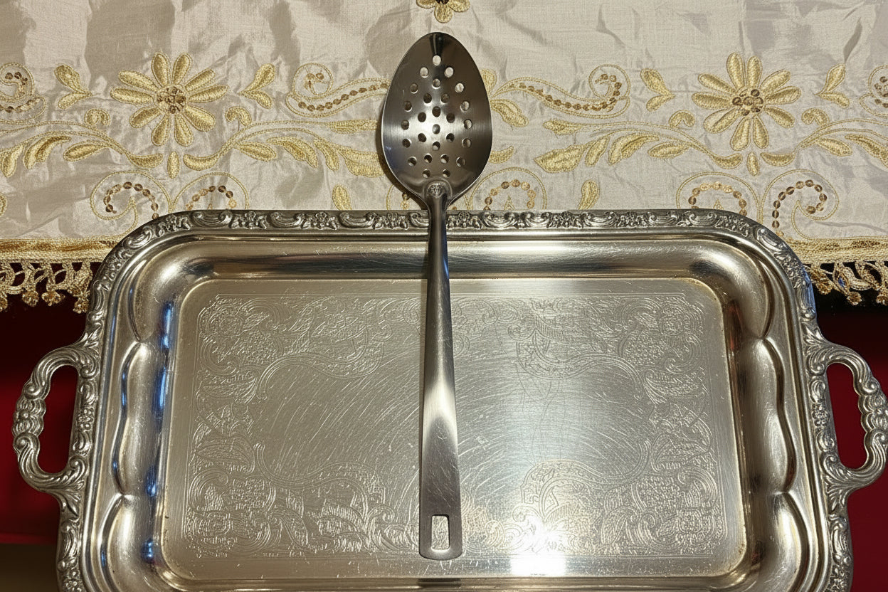 Stainless Steel Serving Spoon Set - Golden & Silver Finish - Rental
