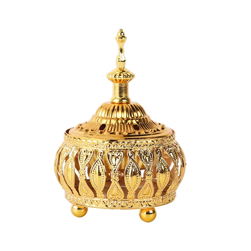 Gold Hollow Out Incense Burner Middle East Hot Selling Ornate Aromatherapy Holder for Home Religious Decor