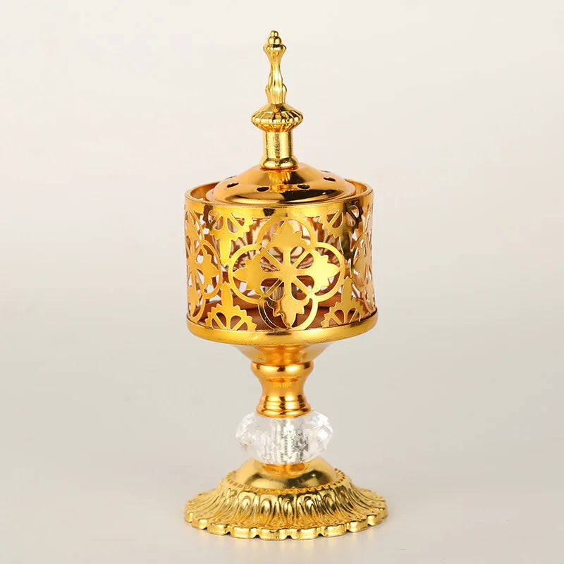 Gold Hollow Out Incense Burner Middle East Hot Selling Ornate Aromatherapy Holder for Home Religious Decor