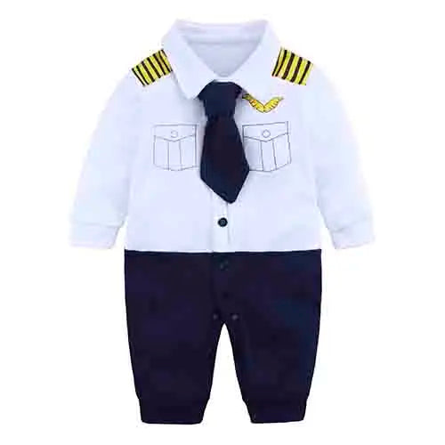 Fashion Newborn Baby Boys Gentleman Formal Suit Romper Long Sleeve Jumpsuit Bow Tie Tuxedo Outfit Clothes for 0-24M Bebes Gift